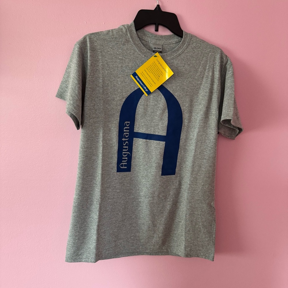 Augustana College Gildan Gray and Blue Short Sleeve Tee